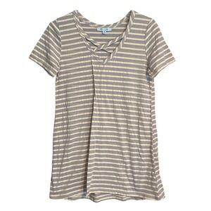 She + Sky Tunic Dress Womens Small Grey Striped Criss Cross V-Neck